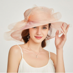 Moodne isiksus organza lame m&uuml;ts peen elegantne Briti stiilis banketi silinder naiste reisi p&auml;ikesekaitsekreem visiirm&uuml;ts 56-58cm