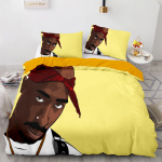 2Pac Voodipesukomplekt &Uuml;he Twini T&auml;is Kuninganna Kuninga Suuruses Tupac Amaru Shakur Voodikomplekt T&auml;iskasvanu Laste Magamistuba Tekikoti Komplektid 3D Prindiga 035 EU Single(135*200cm)3pcs