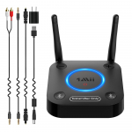 1Mii Bluetoothi saatja kahe aptX aptX Low USB optilise koaksiaaljuhtmega helisaatja &uuml;heaegseks &uuml;hendamiseks telerist Bluetoothi must