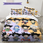DRAGON BALL Muster Voodipesu, Tekikomplekt Tekikate Padjap&uuml;&uuml;r Kodu S&uuml;nnip&auml;evakingitus (1 * tekikott + 2 * padjap&uuml;&uuml;ri, ilma s&uuml;damikuta) 135x200cm