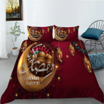 Ramadan Araabia &Ouml;&ouml; Kuu T&auml;hed Lamp 3D Voodipesukomplekt Queen King Pol&uuml;ester Tekikate Padjap&uuml;&uuml;rid Tekikatted EU Single(135*200cm)3pcs