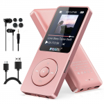 RUIZU 64GB MP3-m&auml;ngija Bluetoothiga, H&auml;&auml;le salvestus, Kuni 80 tundi akut, Ideaalne ja toetab kuni 128GB Micro SD-kaarti, Roosa 5.3, Diktofon, &Uuml;likerge roosa
