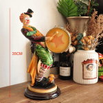 Vintage K&auml;sitsi Maalitud Esitav Klouni Figuriin Vaik Ehted Antiikne Kollektsioon K&auml;sit&ouml;&ouml; Kodu Tuba Kuju Dekoratsioon orange