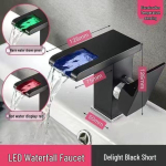 LED Juga Segisti Vannitoa Valamule - Kuum & K&uuml;lm Vesi Valamukraan Black Short black