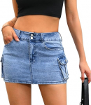 Naiste seelik Y2k madala v&ouml;&ouml;kohaga n&ouml;&ouml;biga Bodycon denim miniseelik klapitaskutega S