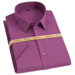 Suvised l&uuml;hikeste varrukatega meeste venivad bambusest kiust s&auml;rgid, taskuta disainiga standardse sobivusega Formal Business Solid Basic kleit 43 pink