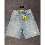 GLYDE Retro Kirjadega Denim L&uuml;hikesed P&uuml;ksid Y2K Meeste Harajuku Hip Hop Kirjaga Tikandid Retro Sinised L&otilde;dvad P&uuml;ksid &Uuml;le P&otilde;lve P&uuml;ksid Vabaaja L&uuml;hikesed P&uuml;ksid S