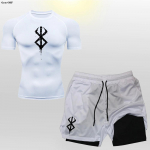 Berserk komplekt T-s&auml;rk L&uuml;hikesed p&uuml;ksid Kahekihilised p&uuml;ksid Poks Muay Thai Kickboxing 3D tr&uuml;kk J&otilde;usaal Sport Treenimine Fitness Mehed Elastne v&ouml;&ouml;koht L&uuml;hikesed varrukad L
