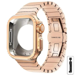 Kaitsekate+Rihm Apple Watchi jaoks Band 10 42 46mm Ultra 2 49mm 9 8 7 6 SE 5 Terasmetallist Kaitsekest Uuendus Iwatchi jaoks 45mm 44mm 44mm beige