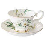 4 komplekti/partii 200 ml Euroopa stiilis lilleline teetass, Bone China kohvitassi komplekt, tr&uuml;kitud keraamiline tass ja alustass, teeasjade t&ouml;&ouml;riist A