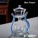 BORREY uus teekomplekt klaasist automaatne laisk teekomplekt magnetiline p&ouml;&ouml;rlev Kungfu kuumakindel teekann Kristallklaasist suitsuhall teekann Blue Teapot Set
