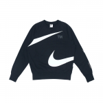 Nike Sportswear Meeste Swoosh FT Crew Suure Logoga Fliisist &Uuml;leskeeratava Kaelusega Pullover T&otilde;mblukuta Dressipluus Must DD6097-010 XL