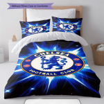 Chelsea FC logo Muster Voodipesu Tekikott Komplekt Tekikott Padjap&uuml;&uuml;r Kodu Kaunistus S&uuml;nnip&auml;evakingitus (1 * tekikott + 2 * padjap&uuml;&uuml;ri, ilma s&uuml;damikuta) 135x200cm blue