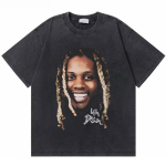 Pestud Vintage Rapper Lil Durk Healing Tour T-s&auml;rk Unisex Naistele Hip Hop Mood &Uuml;legabariidiline T-s&auml;rk Unisex Vabaaja Puuvillased T-s&auml;rgid L black