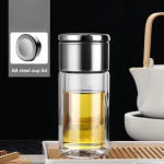 Teeveepudel K&otilde;rge borosilikaatklaasist kahekihiline tee-veetass Infuser Tumbler Joogin&otilde;u veepudel koos teefiltriga 280ml h&otilde;be