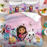 Kawaii Gabby nukumajad Voodipesukomplekt Pehme tekikate 1/2 tk padjap&uuml;&uuml;riga Lastele T&auml;iskasvanutele Mikrofiiber tekikate 135x200cm white