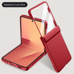 Samsung Galaxy Z Filp 7 jaoks Galvaanilise kattega Naha tunnetusega Vedruga Hinge HD Karastatud Klaasist Kile Libisemisvastane Libisemisvastane Telefonikarp For Galaxy Z Flip 7 punane