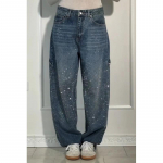 Naiste Kevadised L&auml;ikivad Kivist Kottis Laiad P&uuml;ksid Lai Jalg Pukseerivad Denim P&uuml;ksid Vintage Pesuga P&uuml;ksid Vabaaja P&uuml;ksid XS tumesinine v&auml;rv