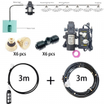 12V 60W 6-18M Mikro pump Kaasaskantav Pihustuss&uuml;steem Udugeneraator V&auml;li Terrass Aed Jahutus Niisutus Vee Pihustaja Komplekt 6m 6 nozzles