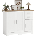 Kapp - HOMCOM - 2 sahtlit, 3 ust ja reguleeritav riiul - puitlaastplaat ja MDF - 100x40x78cm - valge ja naturaalne puit