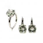 TBJ, 100% naturaalne roheline amet&uuml;st v&auml;&auml;riskivi 925 h&otilde;be s&otilde;rmus k&otilde;rvar&otilde;ngad ehtekomplekt lihtsad igap&auml;evased naiste peened ehted US RING SIZE:6#