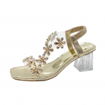 Naiste Zapatos 2025 Suvi PVC Kristalllill Paks Konts Avatud Varvaste Tagumine Rihm Elastne Elegantne KingadNaiste Sandaalid 35 kuld