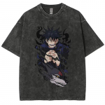 Jujutsu Kaisen Megumi Fushiguro Jumalikud Koerad Vintage Pesitud &Uuml;legabariidiline Must T-s&auml;rk Anime F&auml;nn Unisex T&auml;navar&otilde;ivad Tee S mitmev&auml;rviline