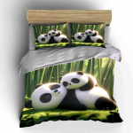 Panda-teemaline hubane l&otilde;&otilde;gastuskomplekt  Peen kolmeosaline voodipesukomplekt kingituseks lastele ja t&auml;iskasvanutele 135x200cm