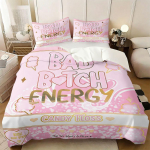 2/3 tk Roosa Esteetiline Bad Bitch Energia Tekikate Komplekt (1 tekikott ja 1/2 padjap&uuml;&uuml;ri) Pehme BAD voodipesukomplekt magamistoa kaunistuseks 155x200cm