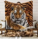 Kaasaegne tiigrimustriga tekk - pehme hingav digitaalne disain, igap&auml;evane hubane visketekk diivanile, voodile Size: 180*230cm, Weight: 230 GSM