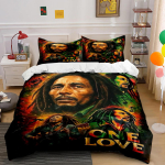 Reggae stiilis voodipesukomplekt One Love prindiga Voodipesukomplekt (1 tekikott, 2 padjap&uuml;&uuml;ri, tekk ei kuulu komplekti) 135x200cm