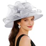 DRESHOW Naiste organza m&uuml;ts Kirikum&uuml;tsid Soodustus Kentucky Derby Kokteili teepidu Pulmad Lillem&uuml;ts laia &auml;&auml;rega Bow Hat: Grey