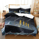 Peen 3D Titanic Laev Ookeani Tapeet Romantiline Armastus Tr&uuml;kis Voodipesu Komplekt Tekikott Tekk Voodi Noortele Lastele T&uuml;drukutele Poistele Kingitus 135x200cm black