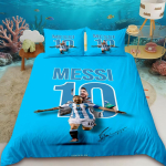 Tekikate Lionel Messi Jalgpalli Superstaar Voodipesukomplekt Tr&uuml;kitud Tekikate Voodipesukomplekt Pehme Kuninglik T&auml;issuuruses Voodipesukomplekt Poisile 140*200cm/55x79in Single/Twin 3pcs