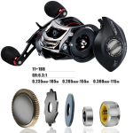 Kalastusrullid Baitcasting Reels 12 BB Dual Brakes 7,7OZ 13LB Carbon Baitcaster Fishing Reel Left Hand must/punane