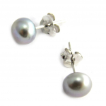 Les Tr&eacute;sors De Lily [N2921] - Boucles argent 'Perla' gris - 6 mm hall