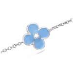Les Tr&eacute;sors De Lily [N5387] - Bracelet Argent 'Papillons' bleu argent&eacute; (rhodi&eacute;) - 10 mm h&otilde;be