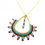 Les Tr&eacute;sors De Lily [P7903] &ndash; terasest disainerkaelakee 'Boho' rohelisest roosast kullast - 30x30 mm roheline