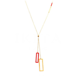 Les Tr&eacute;sors De Lily [Q0964] - Collier cr&eacute;ateur acier 'Boho' rouge dor&eacute; - 80 cm- 21x1. 4 cm punane