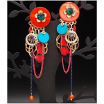 Les Tr&eacute;sors De Lily [Q8761] &ndash; disainerklambrid 'Lilipoupettes' oranžpunased kuldsed - 10x2. 5 cm oranž