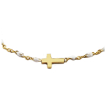 Les Tr&eacute;sors De Lily [R0052] - Bracelet cr&eacute;ateur Acier 'Croix' blanc dor&eacute; - 10x7 mm valge