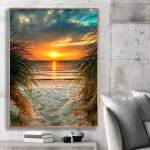 T&auml;is&uuml;mmargune puur 5D DIY Teemantmaal Mere&auml;&auml;rne p&auml;ikeseloojang Ristpistes Teemanttikandid 20X30CM