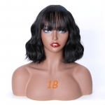 Naiste l&uuml;hikese lainega juuksed koos Bangs Blond s&uuml;nteetilise parukaga 1B