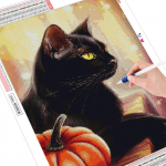 5D Teemantmaaling Kass T&auml;isruudukujuline Halloweeni K&auml;sit&ouml;&ouml; Uus Saabumine Teemanttikandid Loom Mosaiik K&otilde;rvitsa Kodukaunistus Full Round (20X30CM)