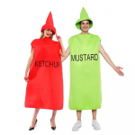 Unisex toidu sinepi ket&scaron;upi kost&uuml;&uuml;m, uhke kleit Halloweeni peoks, naljakas riietus paarile t&auml;iskasvanud meestele, naistele One size