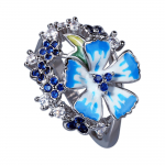 Klassikaline s&otilde;rmus naistele Sinise lillega s&otilde;rmus etnilise stiiliga k&auml;sit&ouml;&ouml;na valmistatud emailiga naiste ehted peol osalevad abielus&otilde;rmused 6 sinine