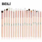 BEILI Professionaalsed Pink Rose Silmameigipintslid Goat Synthetic Hair Foundation Meigipintslikomplekt Lauv&auml;rv Silmapliiats pinceaux de maquillage Hoidjaga 19pcs
