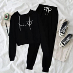 Kost&uuml;&uuml;m vabaaja &uuml;likond naiste kampsun kapuutsiga kevad- ja s&uuml;gisene &uuml;hev&auml;rviline tudengimood avara k&otilde;rge v&ouml;&ouml;kohaga pikkade varrukatega kaheosaline komplekt M