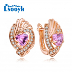 LSOOYH Clip K&otilde;rvar&otilde;ngad Roosa kullav&auml;rvi Moodne k&otilde;rvar&otilde;ngas Naistele Geomeetria Roosa Cubic Zirconia Stud K&otilde;rvar&otilde;ngad Ehted A