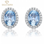 Gica Gem 925 Sterling H&otilde;bedane ovaalse kujuga klassikalised m&uuml;&uuml;davad k&otilde;rvar&otilde;ngad naistele peene temperamendiga k&otilde;rgekvaliteedilised ehted emadep&auml;evaks 925 Silver sinine